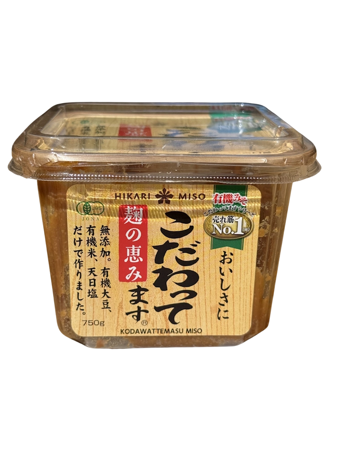 Container of white miso paste