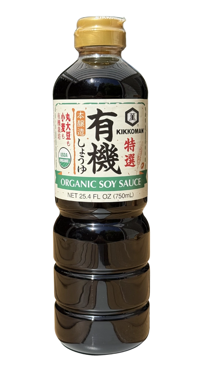 Bottle of organic soy sauce